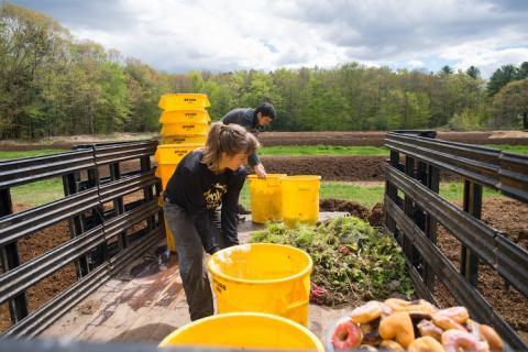 UNH students composting 